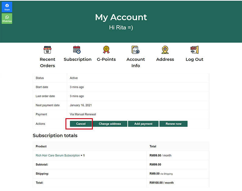 Gritz Subscription Cancellation