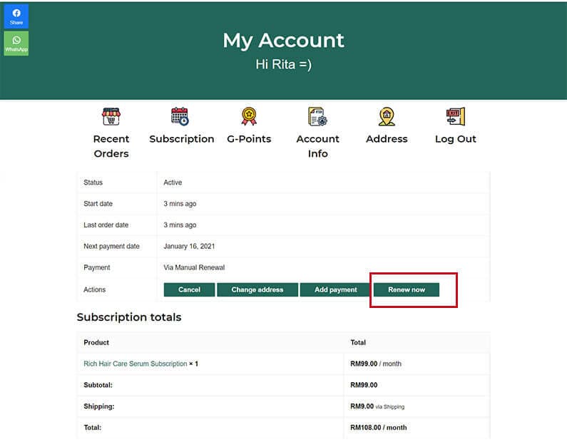 Gritz Subscription Renew